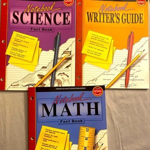 Notebook homeschool books Math, science, writers guide, Supports nat standards